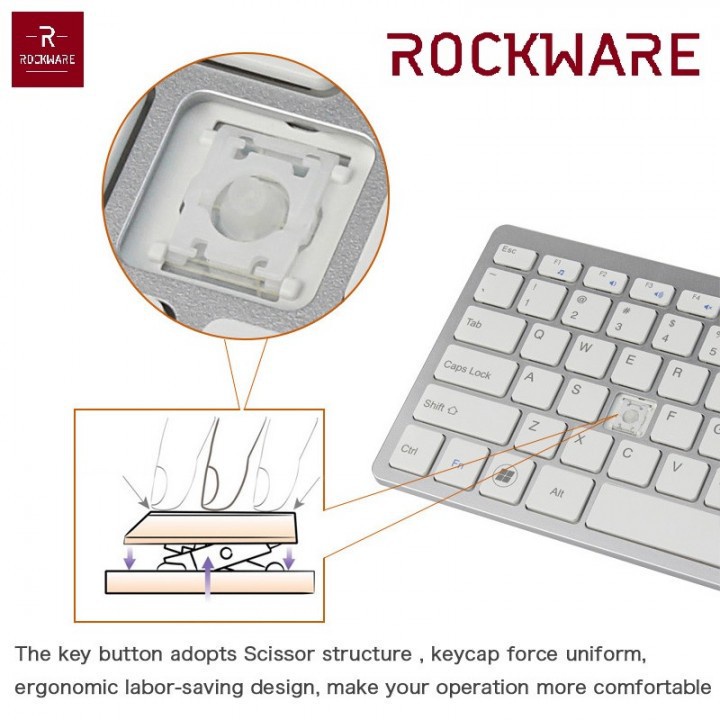 733 ROCKWARE RW-C9 - Keyboard Mouse Wireless Combo - Thin Slim Design