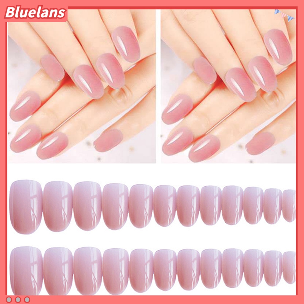 [BLM] 24pcs Kuku Palsu Tepi Halus Reusable ABS Full Cover Fake Nail Untuk Wanita