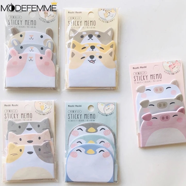 [Fitur] 20 /45/50Lembar/Pack Alat Tulis Siswa Self Adhesive Memo Pads Puppy Rabbit Marker Sticky Notes Stiker Indeks Hewan Kreatif Kertas Lengket Perlengkapan Kantor Sekolah