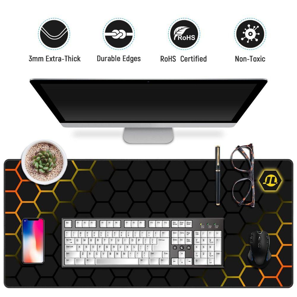 Populer Alas Mouse Jahitan Tepi Hitam Water-proof Desk Pad
