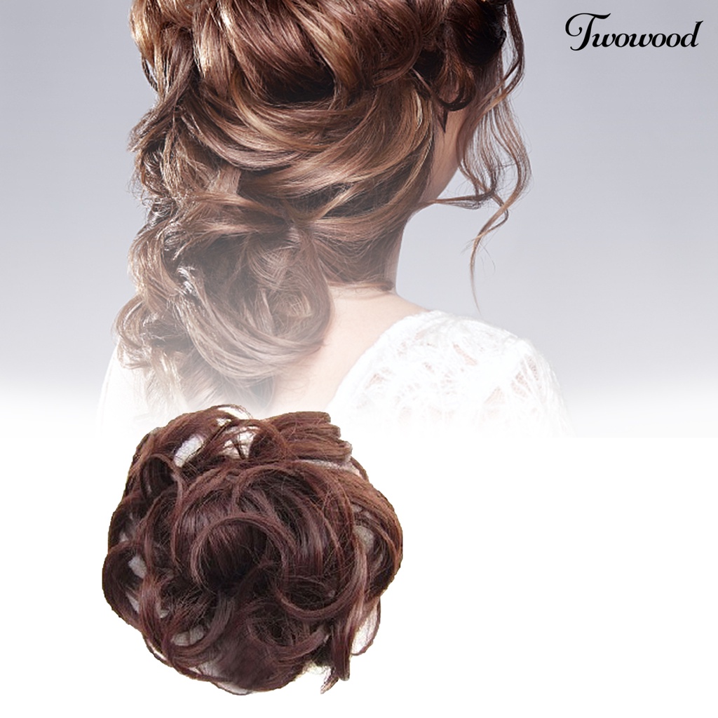 Twowood Hair Bun Soft All-match Curly Wanita Hair Bun Extension Untuk Travel Belanja Pacaran