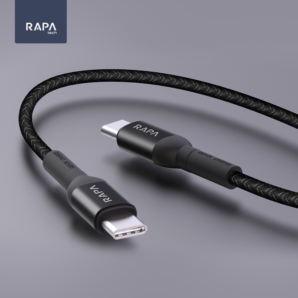 RAPAtech ORIGINAL CABLE USB TYPE C TO TYPE C PD 60W SUPER FAST CHARGING CABLE LINE l[DC1013] original bergaransi