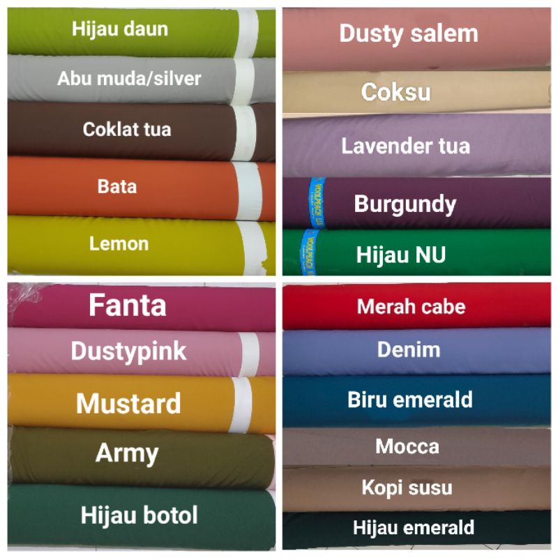 Kain Wolfis grade A premium / kain wolvis polos / kain woolpeach meteran per 0.5 Meter