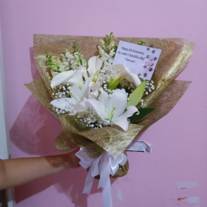 [SC] buket bunga asli / buket bunga Calla Lily, lily, babybreath,Snapdragon