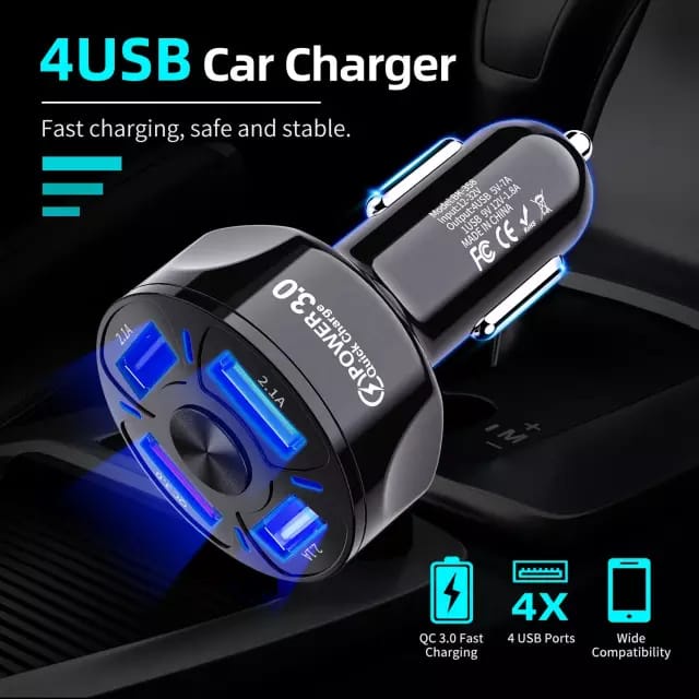 Casan mobil 4 lubang 7A fast charging car charger 4 port casan mobil 4 usb quick charge saver fast charging