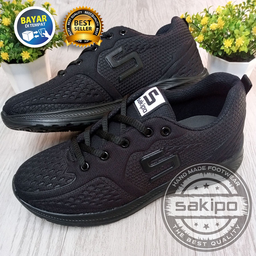 PROMO BTS KEMBALI SEKOLAH !! SEPATU SEKOLAH HITAM POLOS MEREK SAKIPO SD SMP SMA SMK KULIAH / SEPATU BERTALI ANAK SEKOLAH WARNA HITAM  / SEPATU LARI RINGAN DI PAKAI / SEPATU KULIAH / SAKIPO