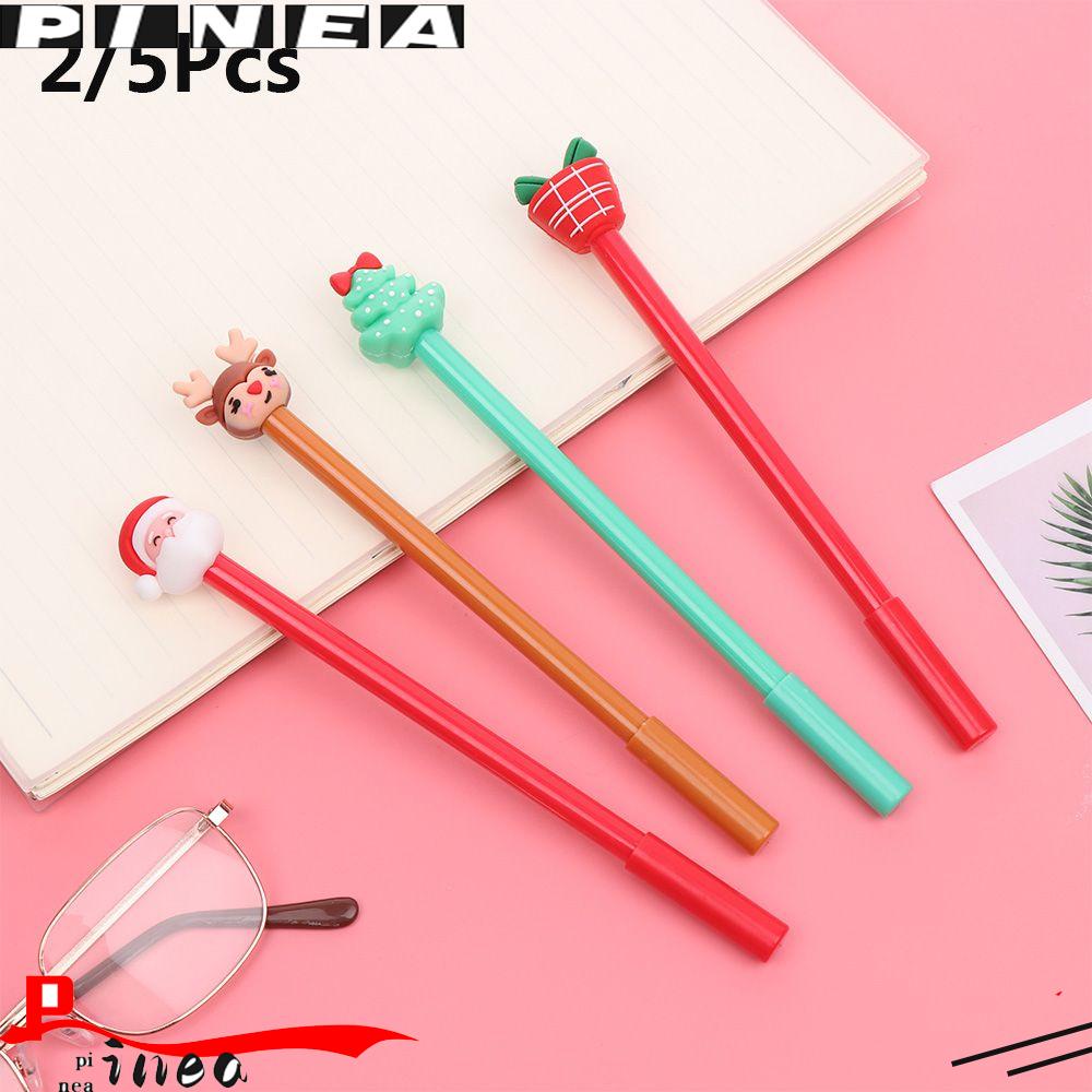 Nanas 2/5Pcs Gel Pen Hadiah Alat Tulis Perlengkapan Menulis Santa Claus Snowman Christmas Series