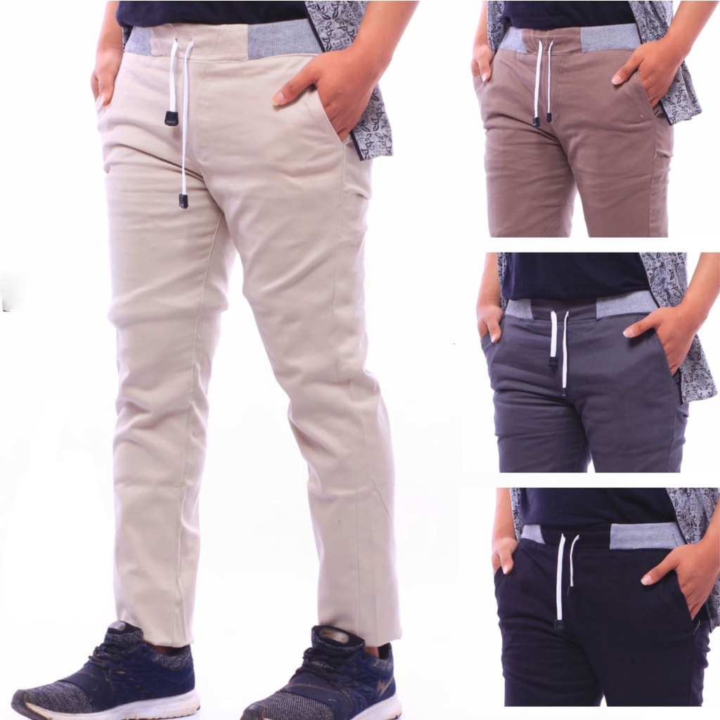 Celana Rip Panjang Chino Chinos Slim fit Pinggang Karet Melar - Areabanca