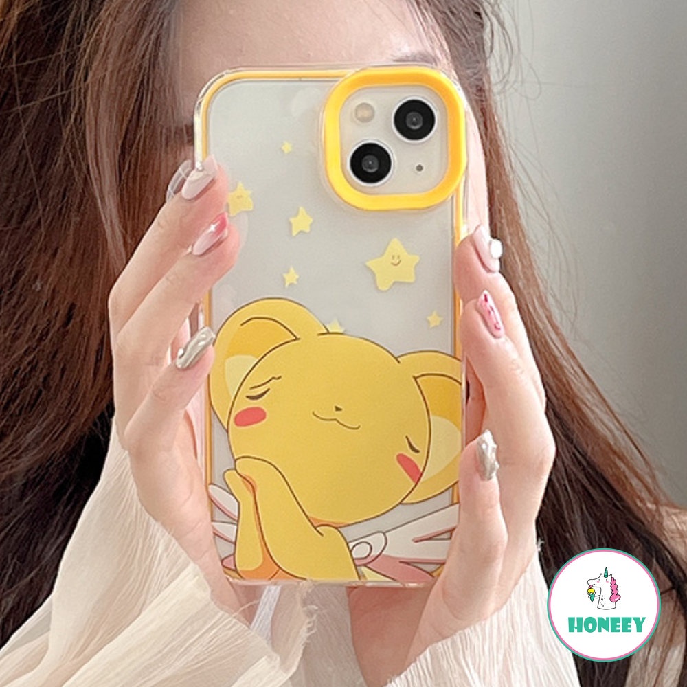 IPHONE Fashion 3in1 Lovely Animal Phone Case Untuk Iphone11 12 /12pro 13 14 Pro Max XR Xs7 8 Plus Transparan Shockproof Lembut TPU Penutup Belakang