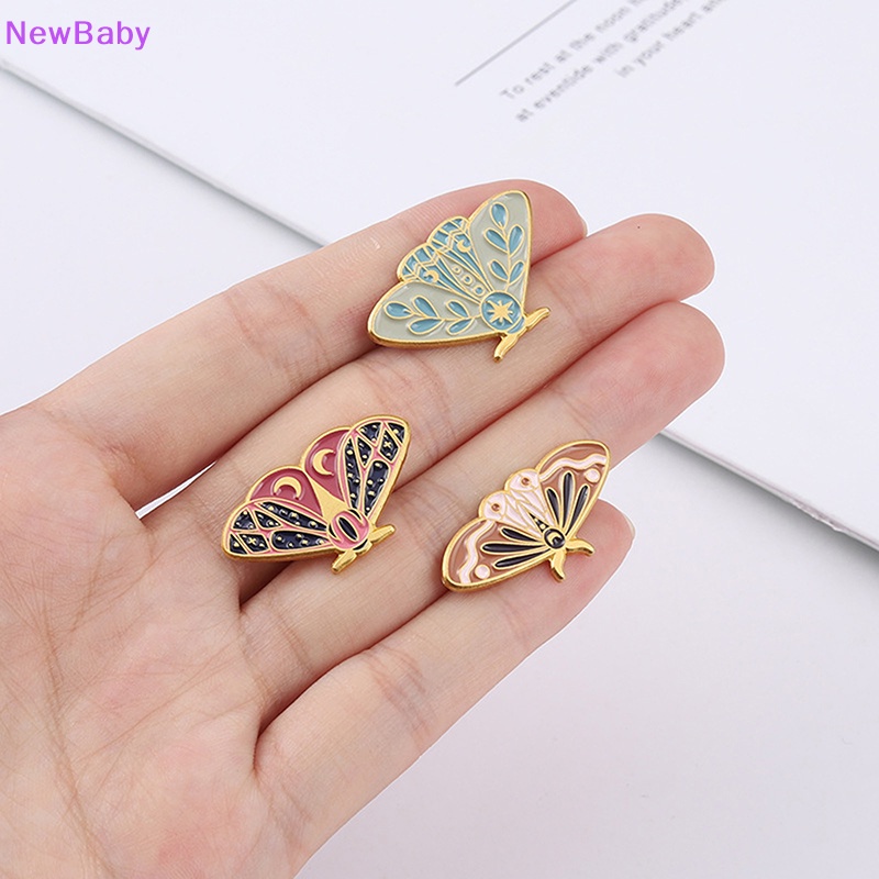 Newbaby Warna Ngengat Enamel Pin Seni Paing Serangga Tas Bros Kerah Lencana Kartun Perhiasan ID