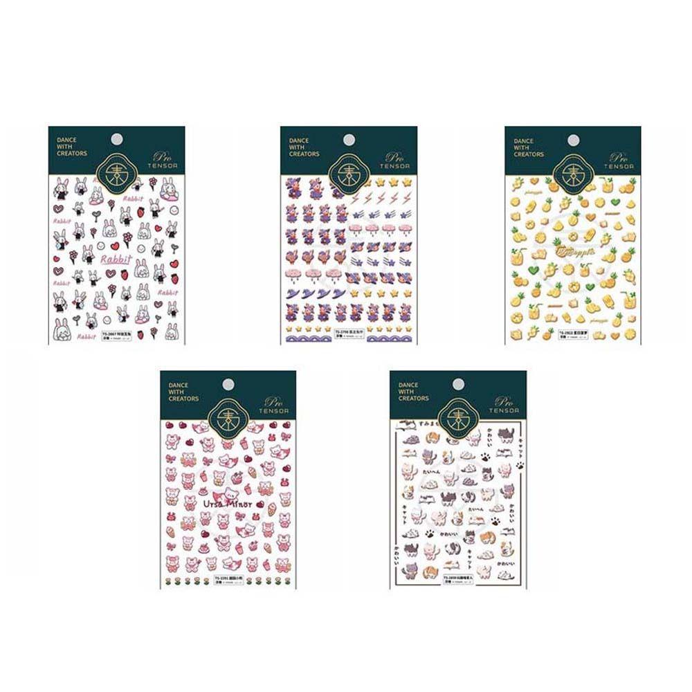 Mxbeauty Stiker Kuku Lucu Relief Love Hati Manicure Kelinci Kartun Dekorasi Kuku Untuk Wanita