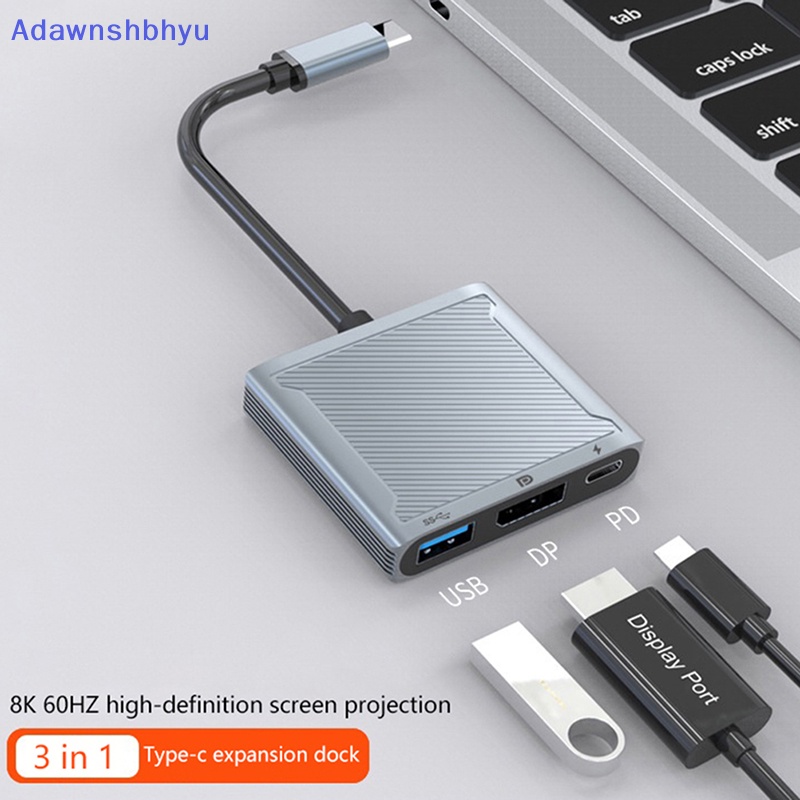 Adhyu 8K 60Hz DP 3in1 Hub Adapter USB C Ke Displayport 4K@120 Tipe C PD 100W ID