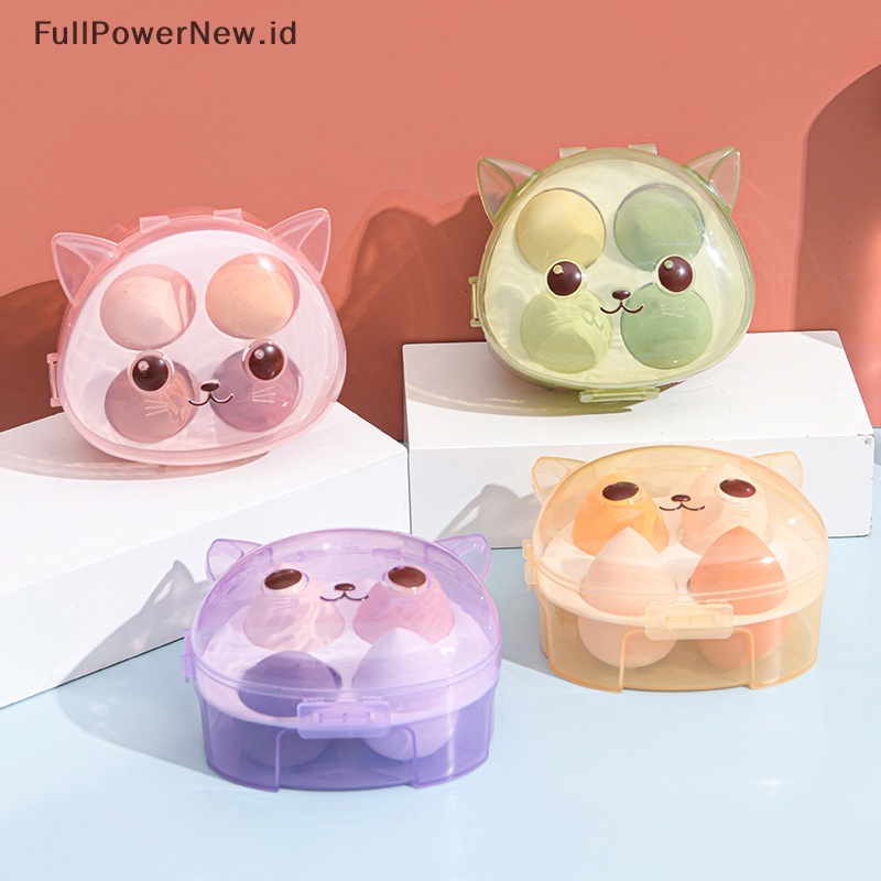 Power 4kisi Spons Makeup Beauty Blender Kosmetik Puff Kotak Penyimpanan Case Container ID
