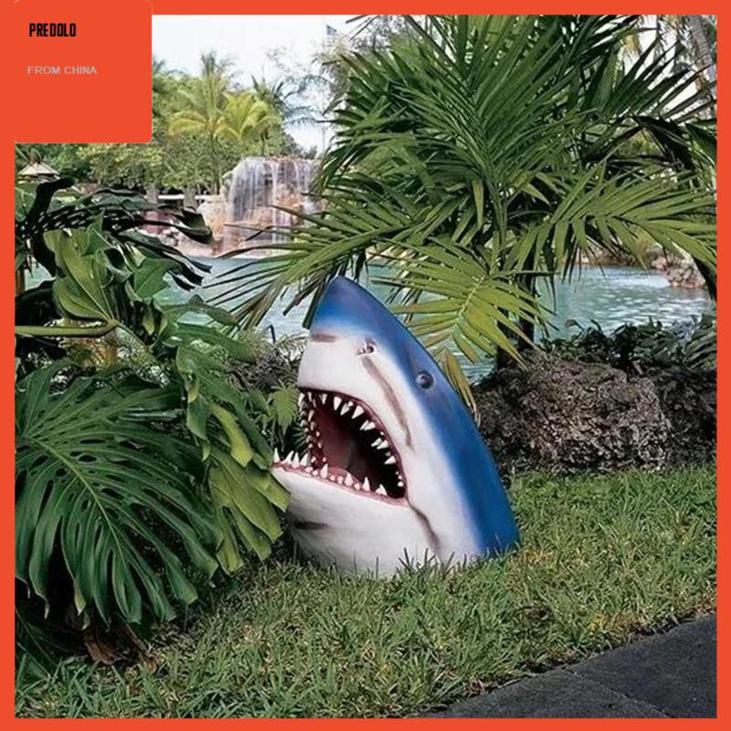 [Predolo] Patung Kepala Hiu Ornamen Kreatif Patung Hewan Untuk Hadiah Teras Halaman Belakang