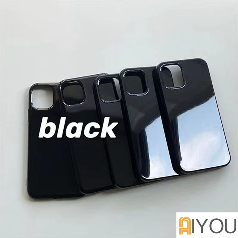 IPHONE Ins Cool Black Glossy Phone Case Kompatibel Untuk Iphone11 Casing 14 Pro Max Ip13 12 11 Pro Max 14 Pro Max XR 8 7 Plus Mulus Glossy Lembut TPU Back Cover