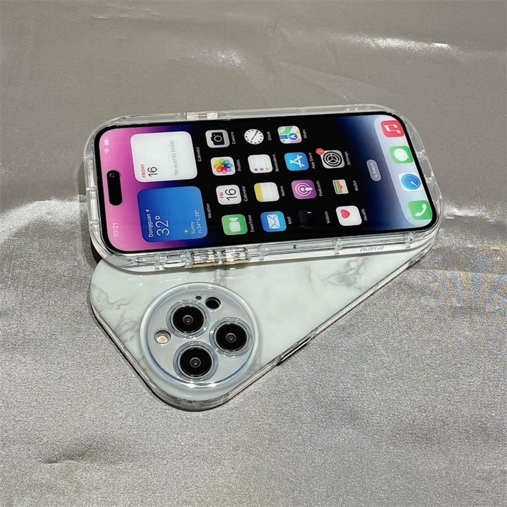 Casing Ponsel Lensa Bulat Marmer Mewah Untuk iPhone 14 Pro Max13 12 Pro Case iPhone 11 Pro Max Silikon Lembut Pelindung Penutup Belakang