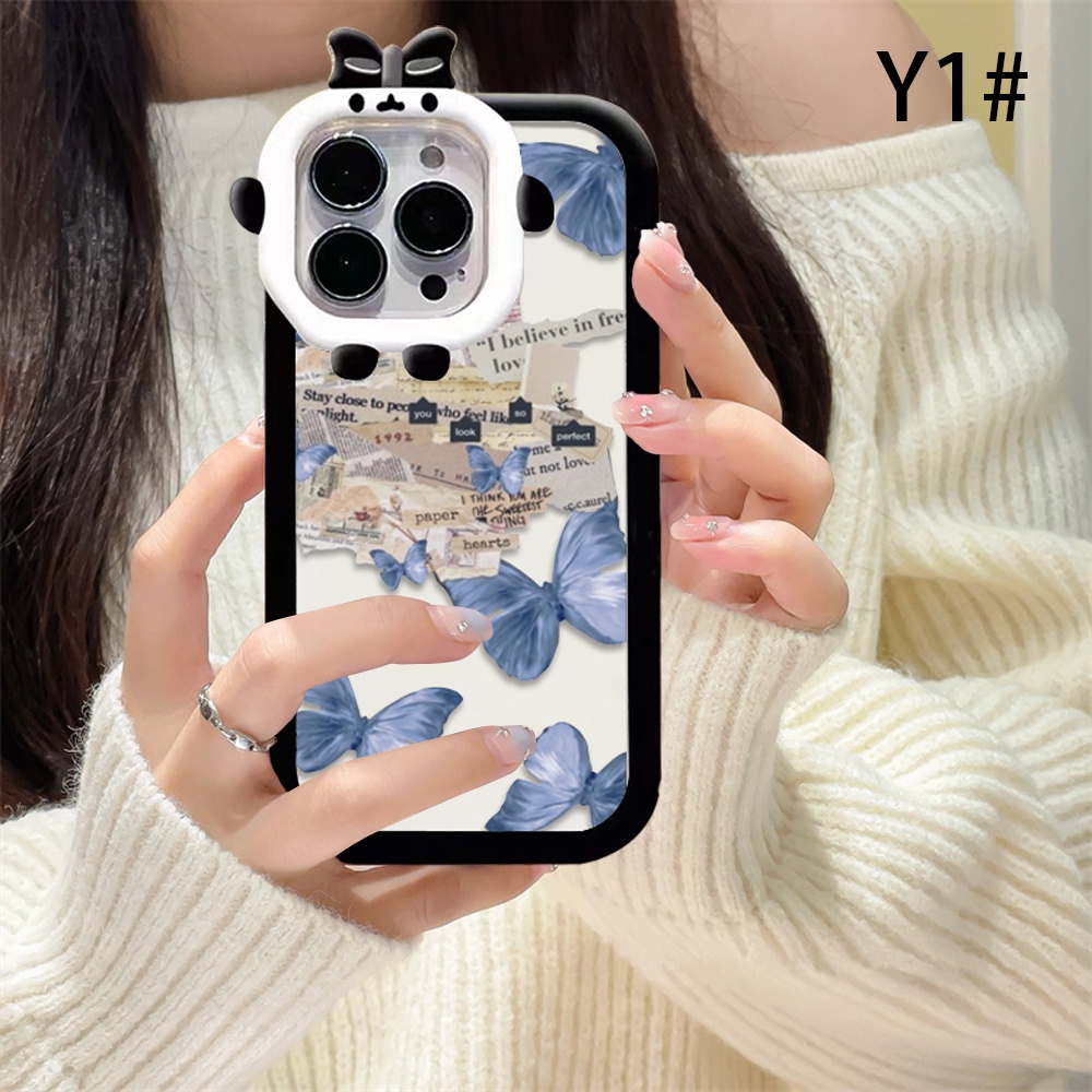 IPHONE Case Lensa Monster Kompatibel Untuk Iphone14 Pro Max IPhone13 Pro Max IPhone11 IPhone12 IPhoneXR XS 6 6S 78 Plus Se2020 Kupu Hitam Biru Butterfly Hidup Butterfly Shockproof Case BY