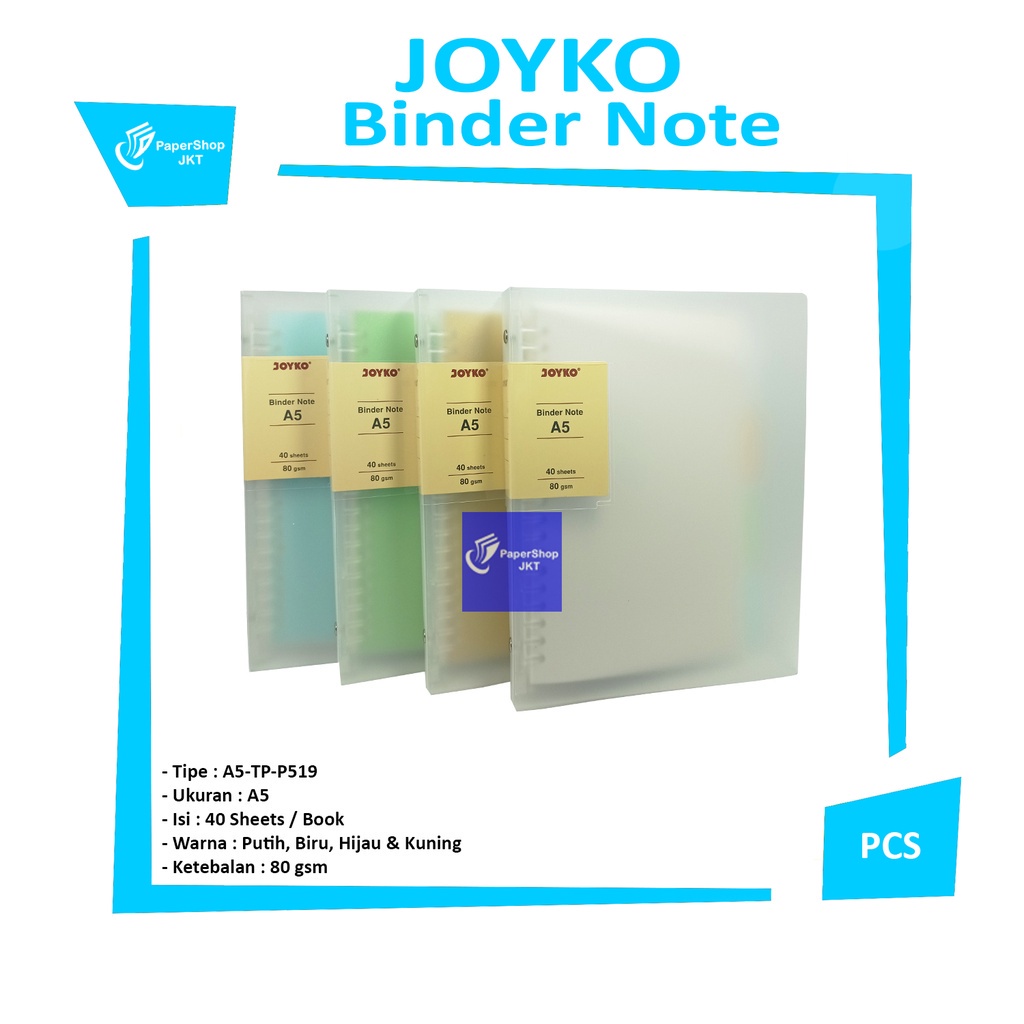 

JOYKO - Binder Note Cover Transparant Buku Tulis A5-TP-P519 - Pcs