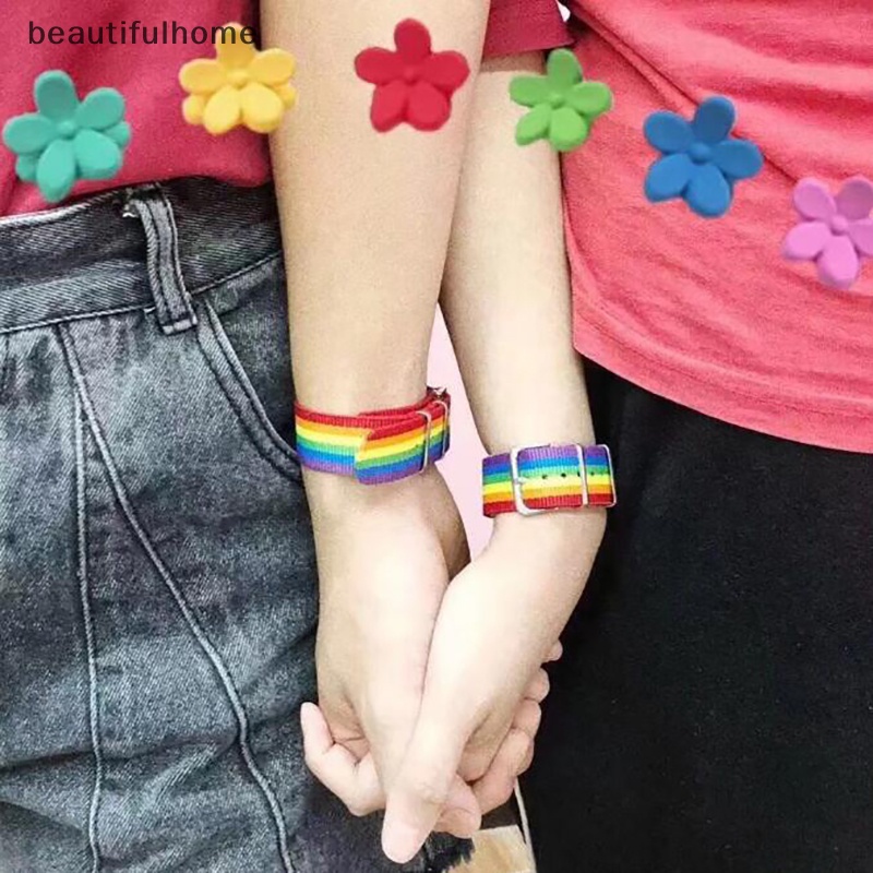 {beautifulhome} 2pcs Rain Lesbians Gays Bisexuals Transgender Anyaman Pasangan Hujan Gelang.