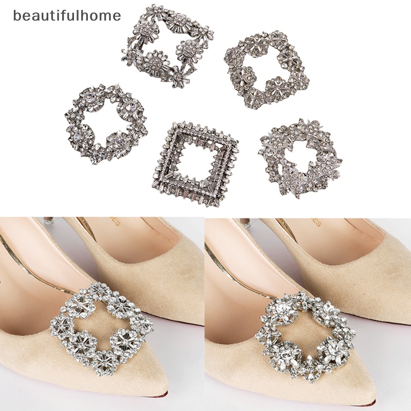 {beautifulhome} 1pcs Kristal Kilau Klip Sepatu Gesper Pernikahan Bridal Dekorasi Sepatu Berlian Imitasi Pesona Logam Penjepit Sepatu Bridal Wedding Party Shoes Accessories.