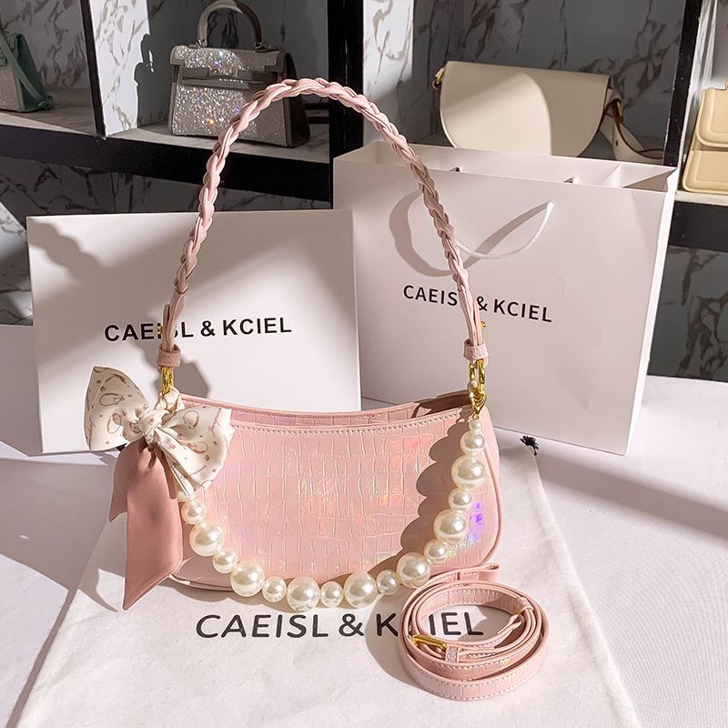 [ COD✅ ]Jelita Chic 2023 baru tas bahu dengan model tali anyaman dengan hiasan mutiara tas ketiak wa