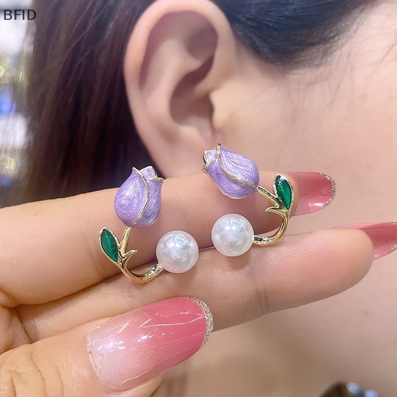 [BFID] Anting Tusuk Mutiara Imitasi Tulip Ringan Korea Untuk Wanita Dua Cara Memakai Giwang Telinga Untuk Perempuan Perhiasan Pesta Harian [ID]