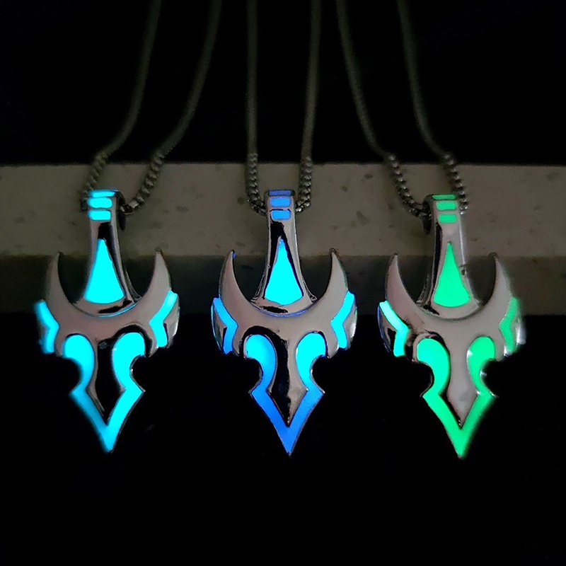 [BFID] Liontin Bercahaya Kreatif Neon Alloy Rantai Gothic Api Salib Kalung Hip Hop Perhiasan Untuk Pria Halloween Hadiah Ulang Tahun [ID]