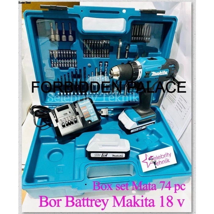Dijual Mesin Bor Beton Baterai / Battrey HP 488 Set Makita 18 v GBM489