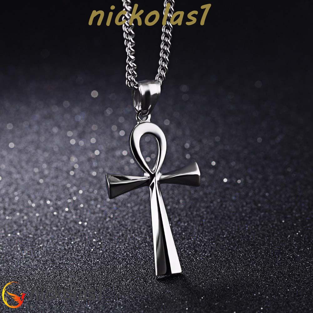 Nickolas1 Kalung Salib Agama Klasik Vintage Yesus Stainless Steel Kristus Perhiasan Salib Rantai Warna Emas Hitam Perak