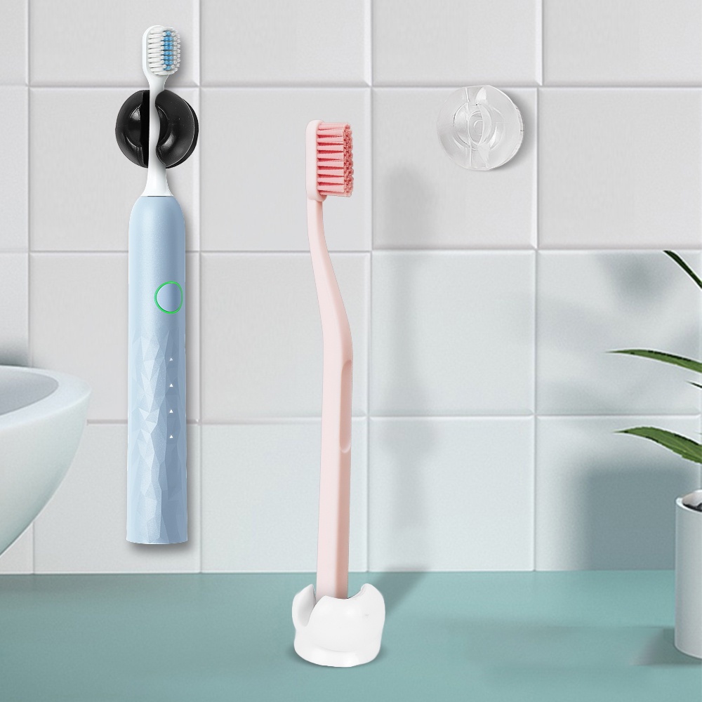 Tooth Brush Storage Organizer Multifungsi/Tempat Sikat Gigi Tempel Dinding Universal/Rak Penyimpanan Sikat Gigi Dengan Cangkir Hisap Sederhana/Aksesoris Kamar Mandi Non Punching