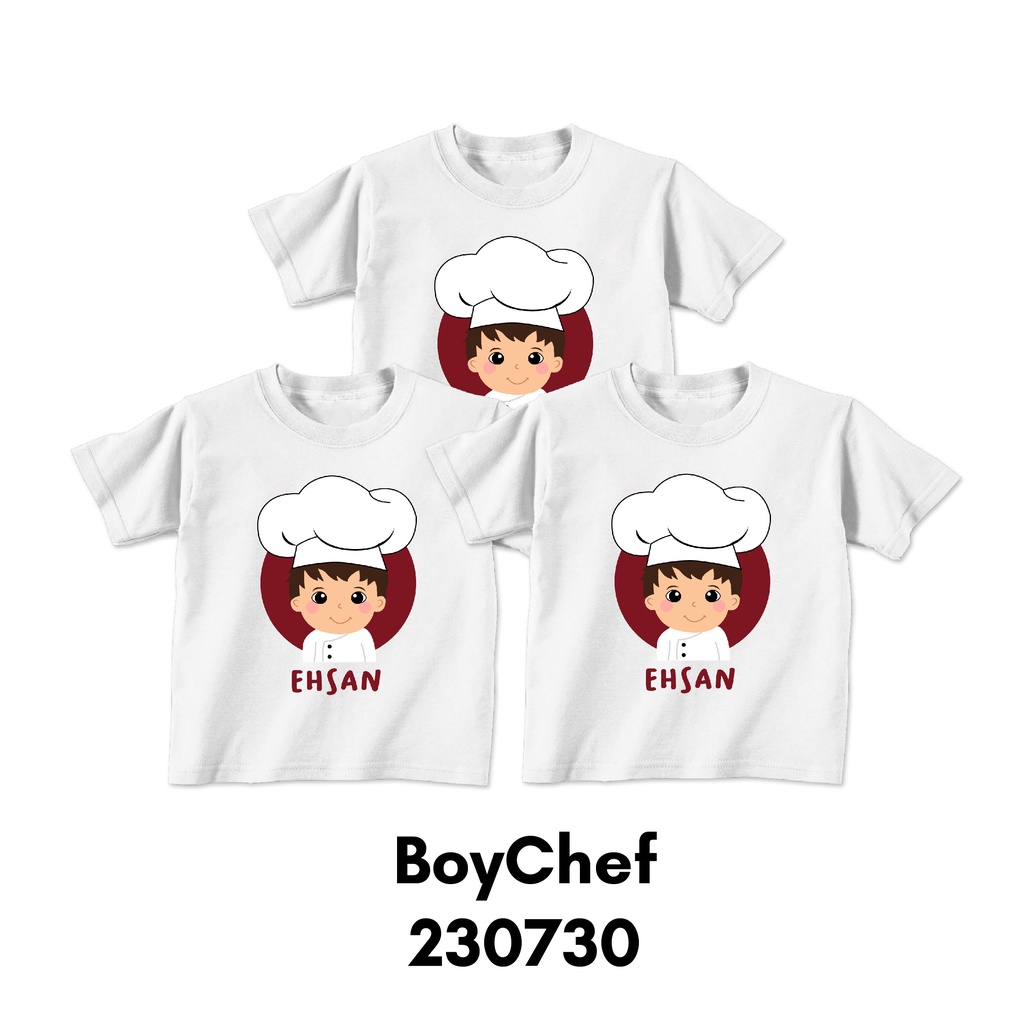 Baju Kaos Custom Nama Size Bayi Anak Remaja Dewasa Seri Anindya Chef Bahan Katun Combed 30s