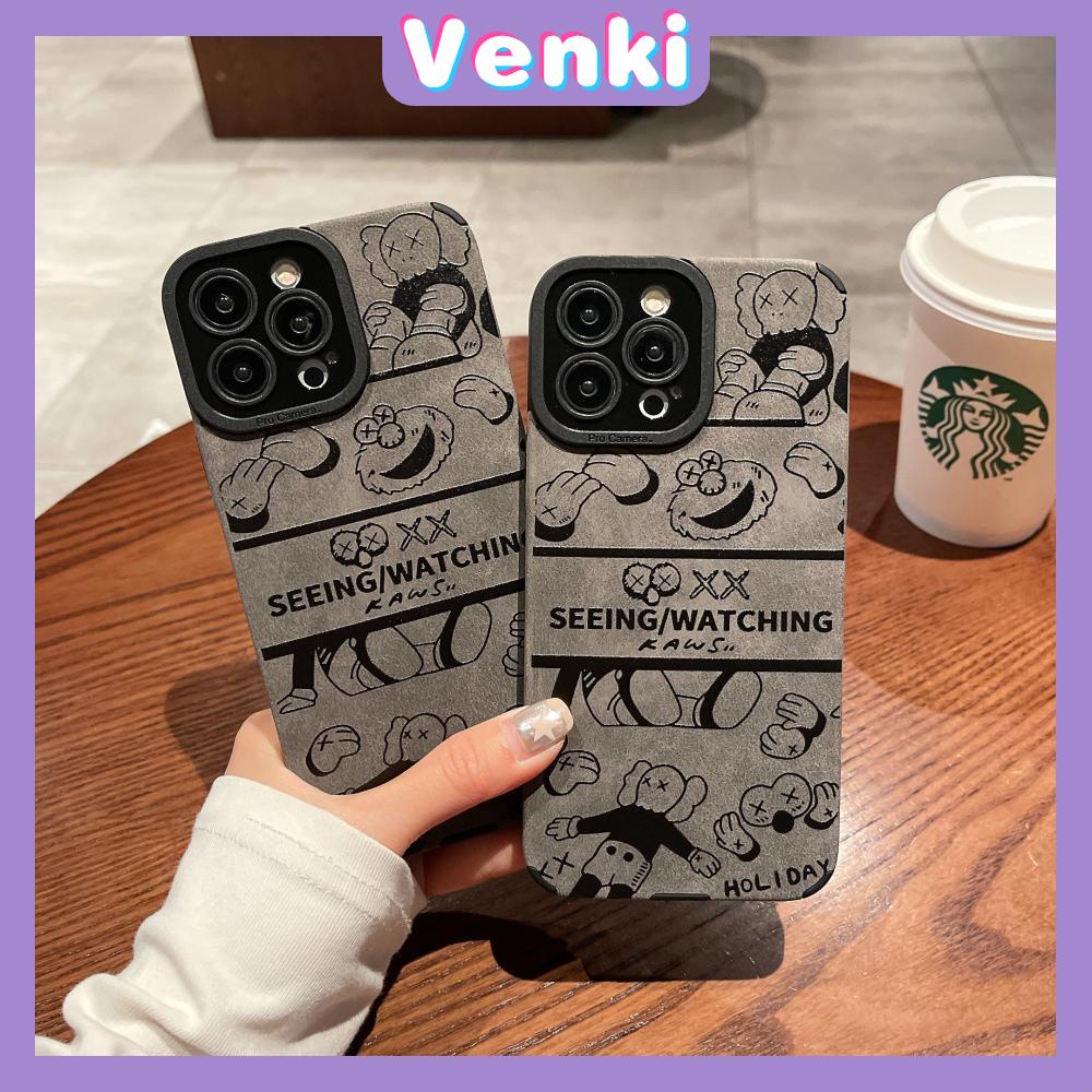 VENKI - Untuk iPhone 11 Case Leather Pupil Suede Case Soft Shockproof Phone Case Perlindungan Kamera Kartun Klasik Kompatibel dengan iPhone 14 13 Pro max 12 Pro max xr xs 7Plus 8Plus