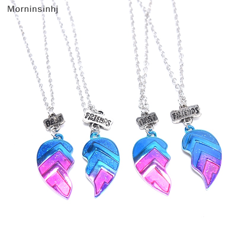 Mornin 2Pc BFF Couple Kalung Liontin Hati Sahabat Surat Kalung Unisex Jewelry id