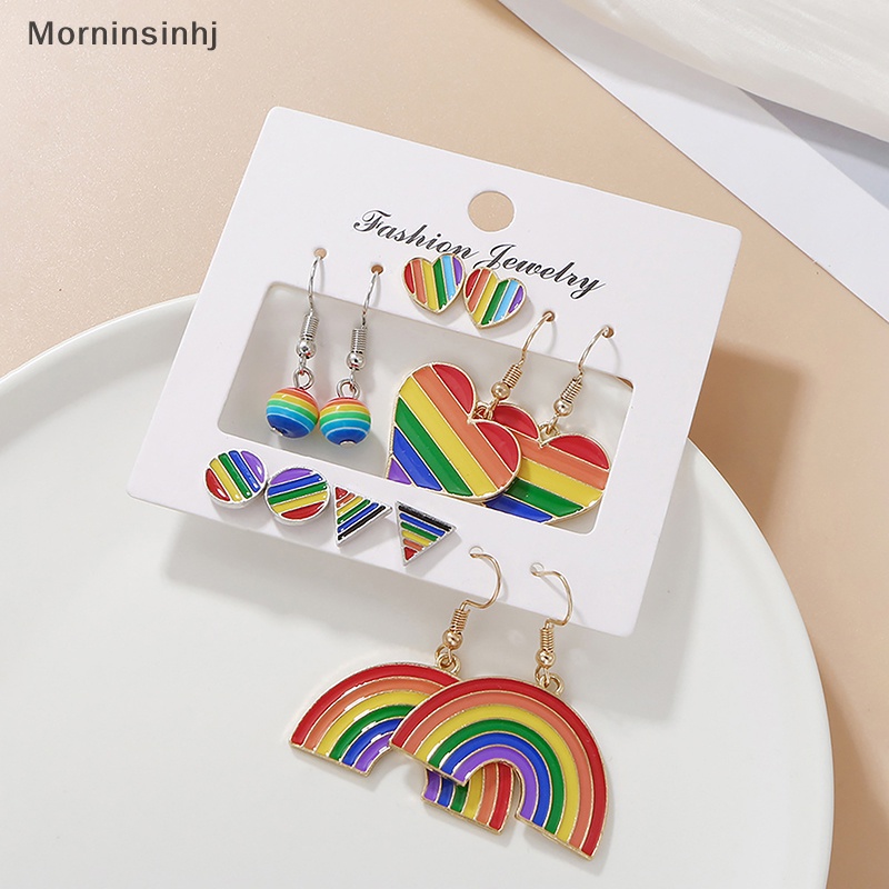 Mornin 1Set Kreatif Ins Gaya Hujan Menjuntai Anting Paduan Ringan Drip Minyak Cinta Hati Telinga Studs Untuk Wanita Fashion Perhiasan Hadiah id