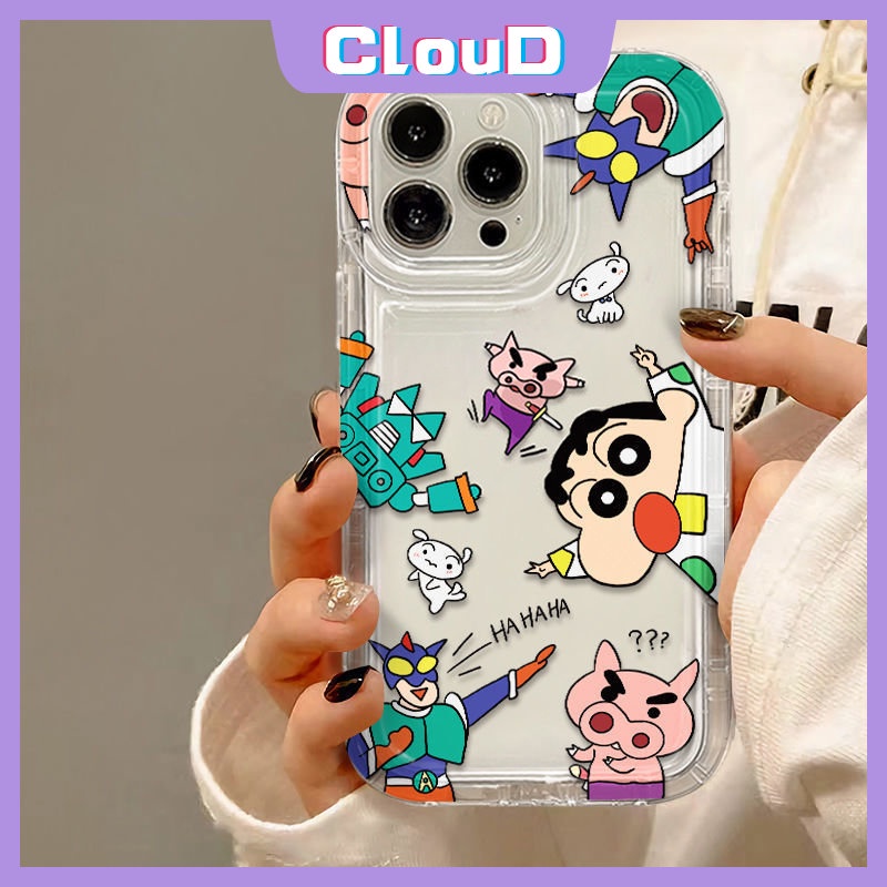 Untuk Redmi 9C NFC A2 12C A1 10 10A 9 9T 9A Redmi Note11 10 Pro Max 9 11s 10s 8 10 POCO F4 Graffiti Lucu Imut Kartun Pasangan Crayon Shin-chan Airbag Soft Case