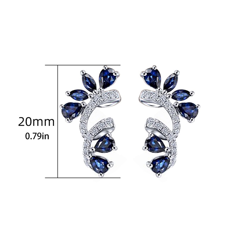 Anting Tusuk Zirkonia Kubik Biru Untuk Wanita Tunangan Pernikahan Halus Aksesoris Telinga Pesta Perhiasan Trendi