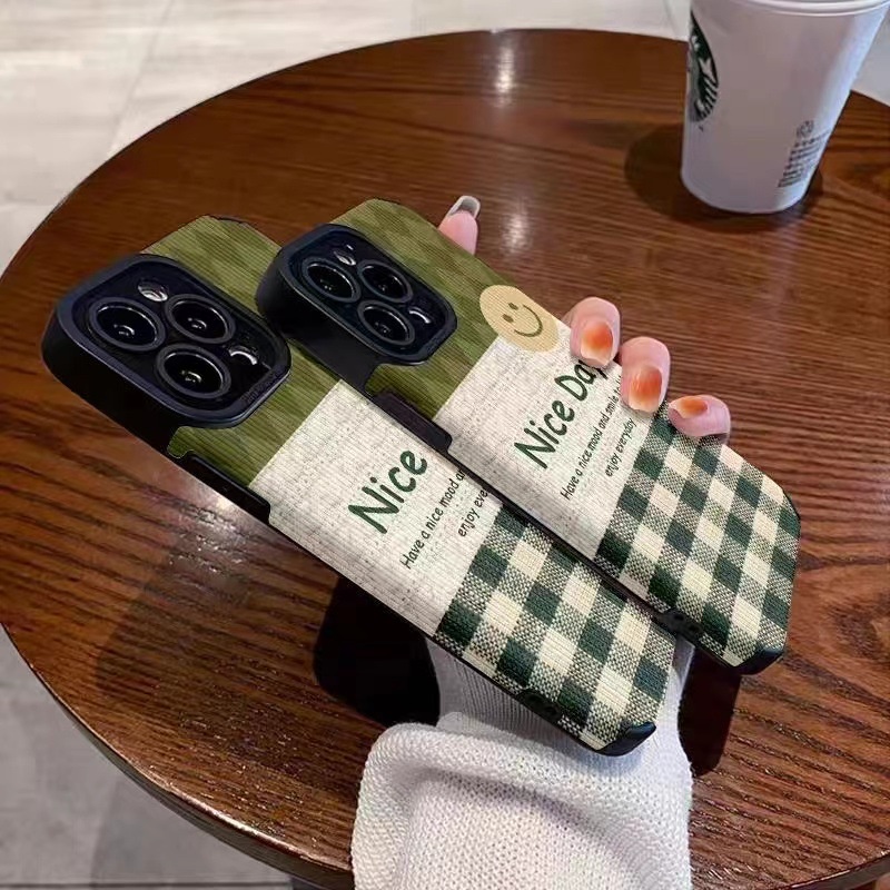 Leather Nice day Smile Green Soft Case for Samsung A21S A12 A50S A30S A20 A30 A32 A22S A52S A72 A10S A33 A53 A73 A13 A04S A23 A51 A71 A31 White Phone Case for Women Girl