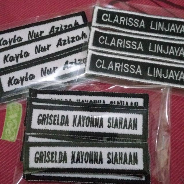 

Bordir PO (Minimal order 3) Cetak papan nama seragam sekolah bordir komputerbisa pesan satuan