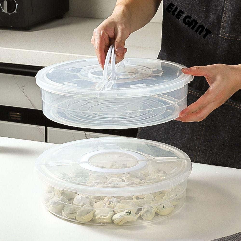 [Elegan] Wadah Makanan 1Pcs Tahan Lama Dengan Tutup Kedap Udara Pengawet Untuk Daging Pizza Dumplings Storage Tray