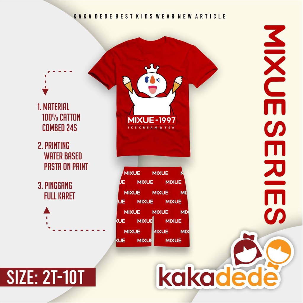 Setelan Mixue Unisex Boy Girl Kakadede