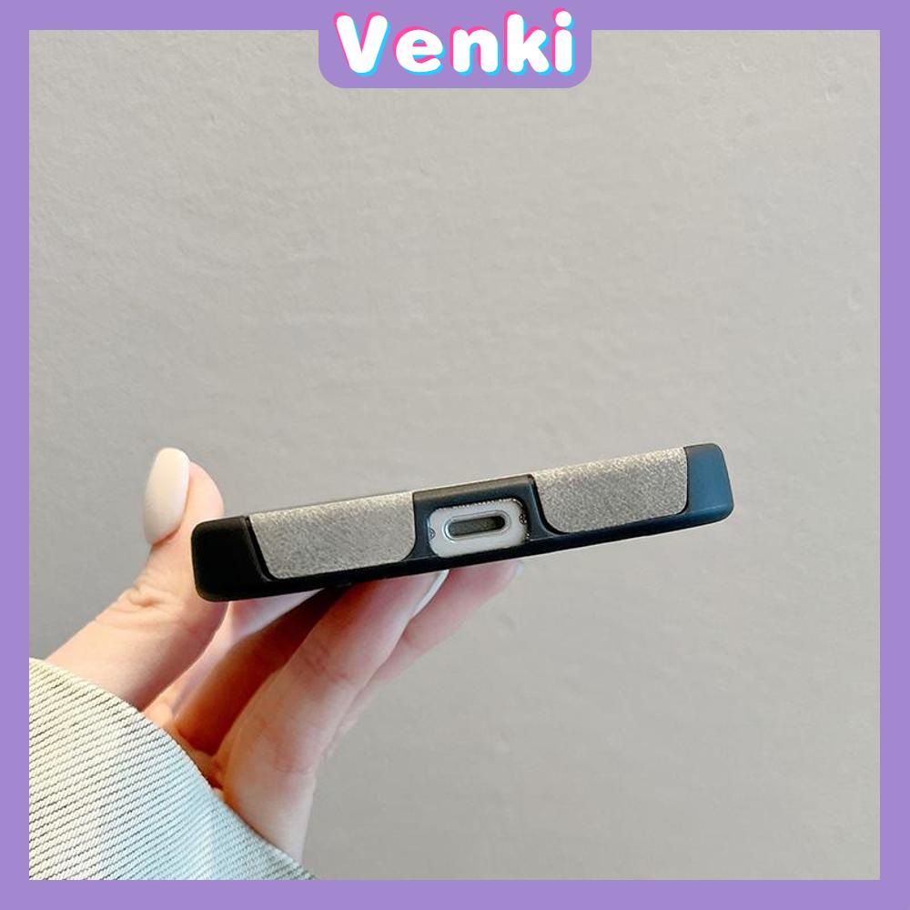 VENKI - Untuk iPhone 11 Case Leather Pupil Suede Case Soft Shockproof Phone Case Camera Protection Gray Simple Smile Kompatibel dengan iPhone 14 13 Pro max 12 Pro max xr xs 7Plus 8Plus