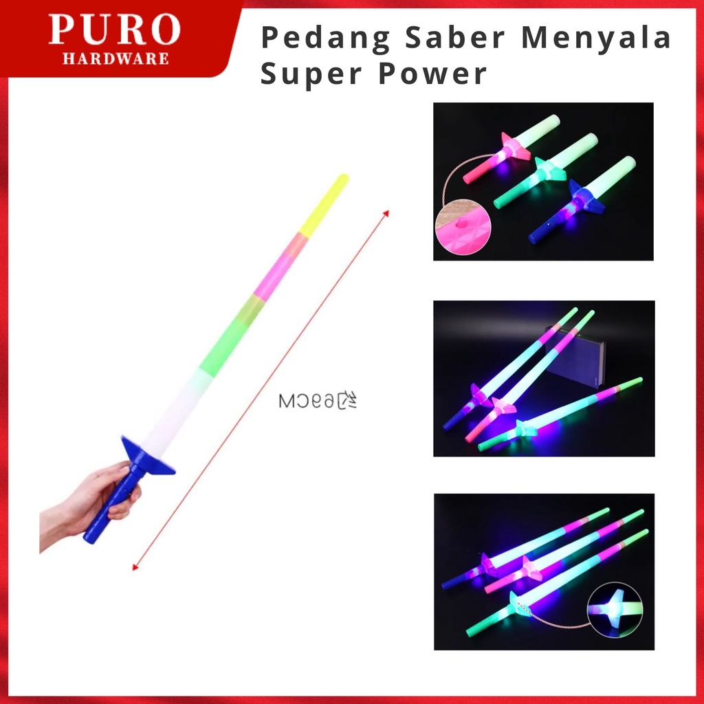 Pedang Saber Menyala Super Power / Pedang Platik Lipat Lampu / Pedang Neon / Mainan Senjata Saber Panjang / Light Saber