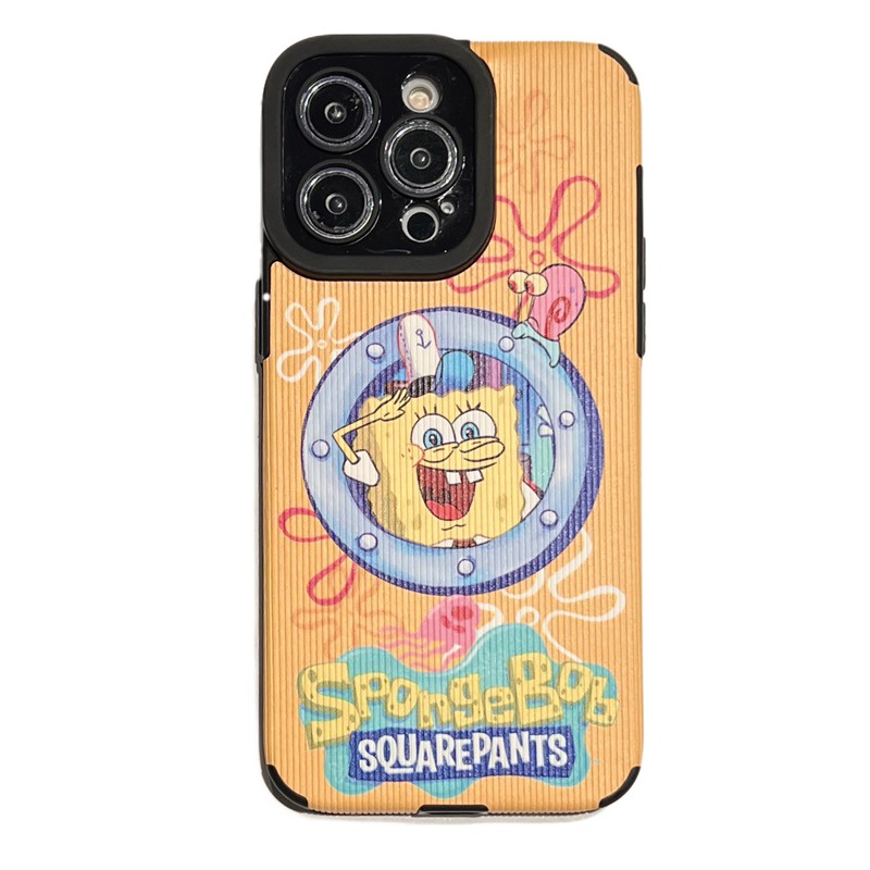 Samsung Leather Softcase Galaxy A21S A12 A32 A01 A03S A11 A12 A20S A50S A30S A51 A71 A52S A53 A73 S20 S10 FE Plus S21 S22 Ultra Cute SpongeBob Cartoon