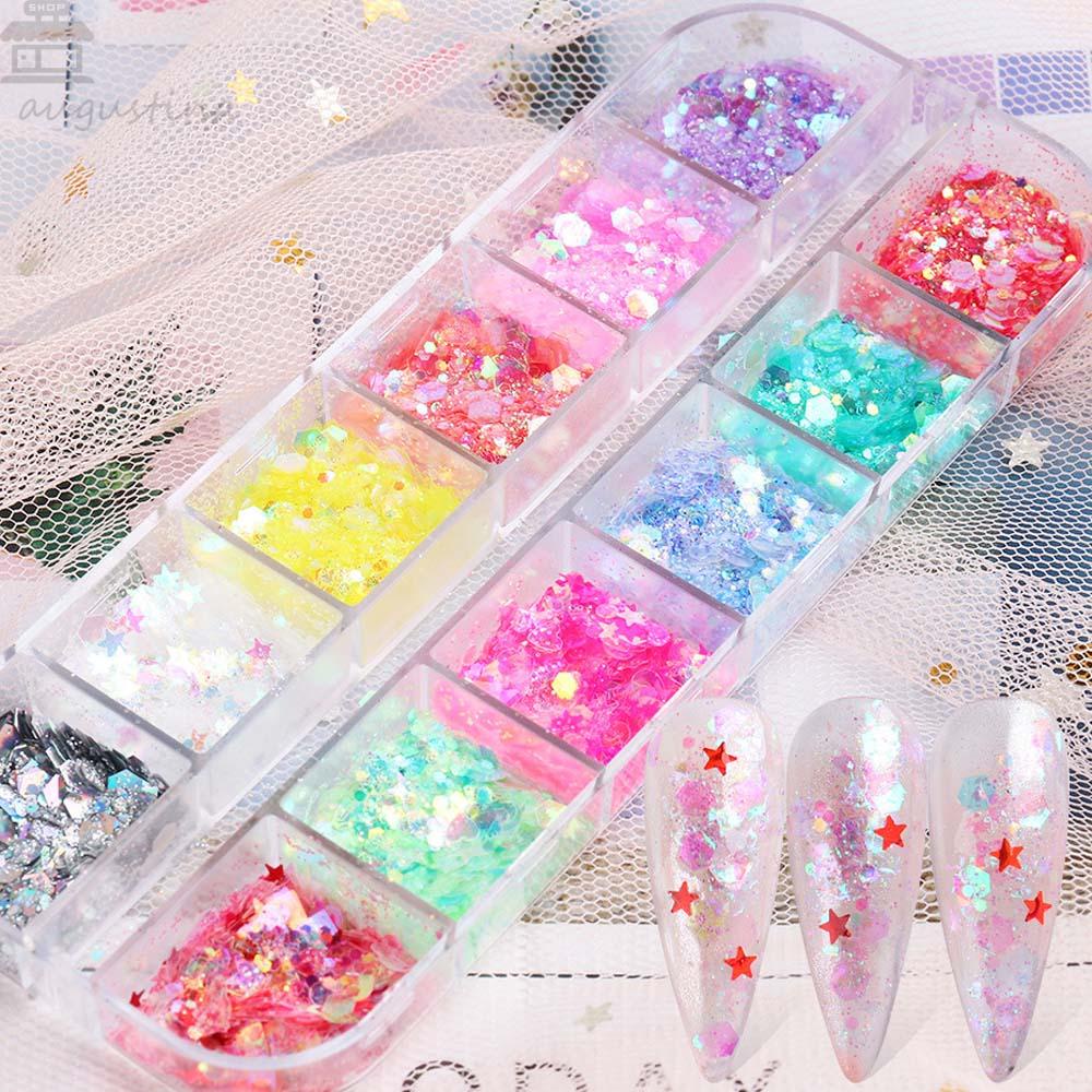 AUGUSTINA Agustinina Nail Art Sequin Beauty Aksesoris Manikur Laser Ultra-Tipis