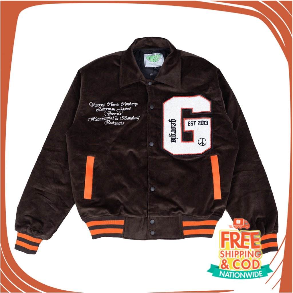 JAKET VINTAGE OOTD FESTIVAL REMAJA/ GEORGIA CORDUROY VARSITY JACKET VONSEEY