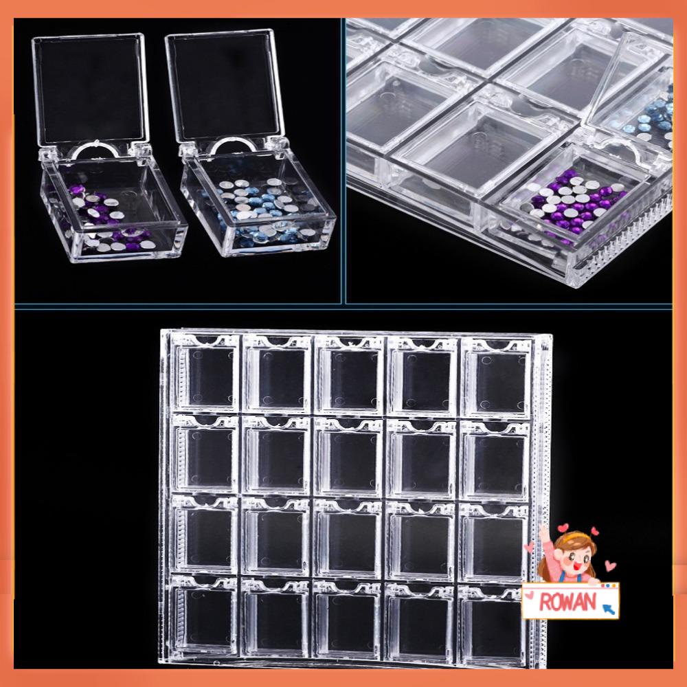 R-FLOWER Kotak Penyimpanan Bening Makeup Organizer Nail Rhinestone Organizer Tempat