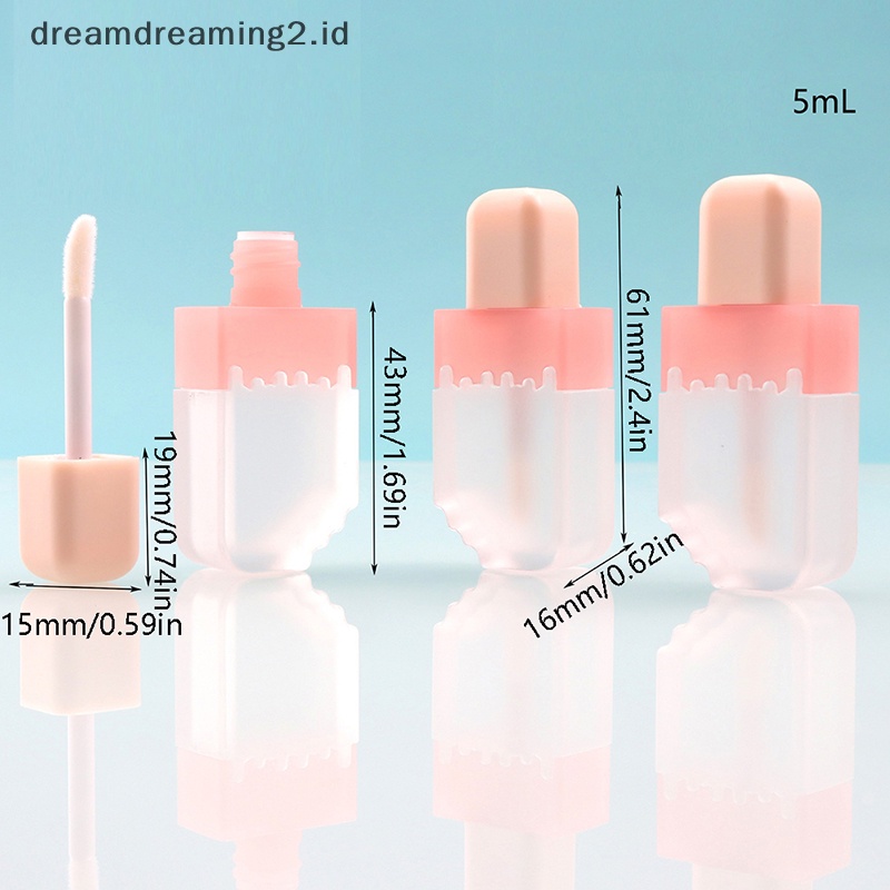 (drea) 5ml Tabung Lip Gloss Kosong Ice Cream Refillable Lip Balm Bottle Wadah DIY //