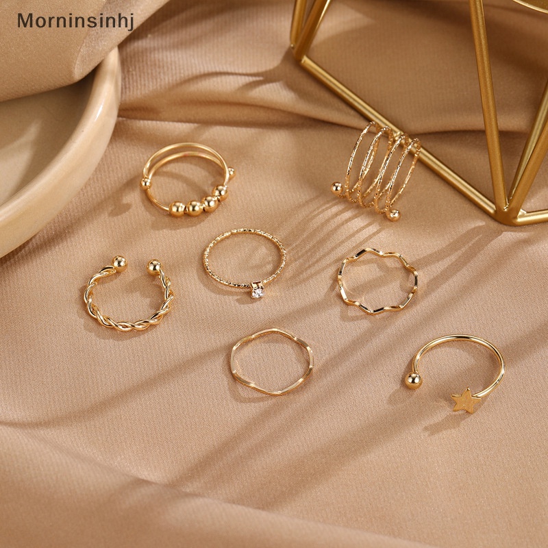 Mornin 7Pcs /Set Bohemian Open Adjustable Ring Set Cincin Untuk Wanita Perhiasan Cincin Set Ulang Tahun Anniversary Hadiah id