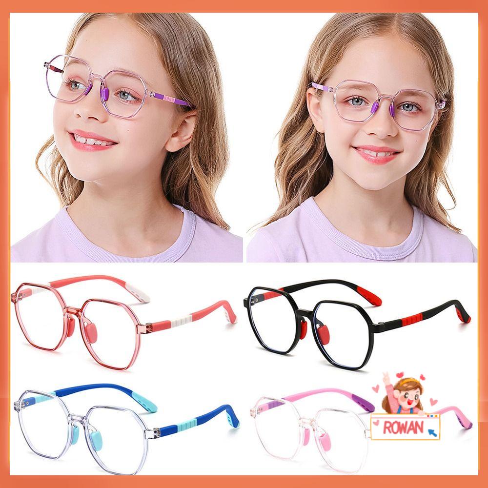 R-flower Kids Glasses, TR90 Kacamata Nyaman, Fashion Anti-Cahaya Biru Komputer Kelas Online Bingkai Ultra Ringan Untuk Anak Laki-Laki Perempuan