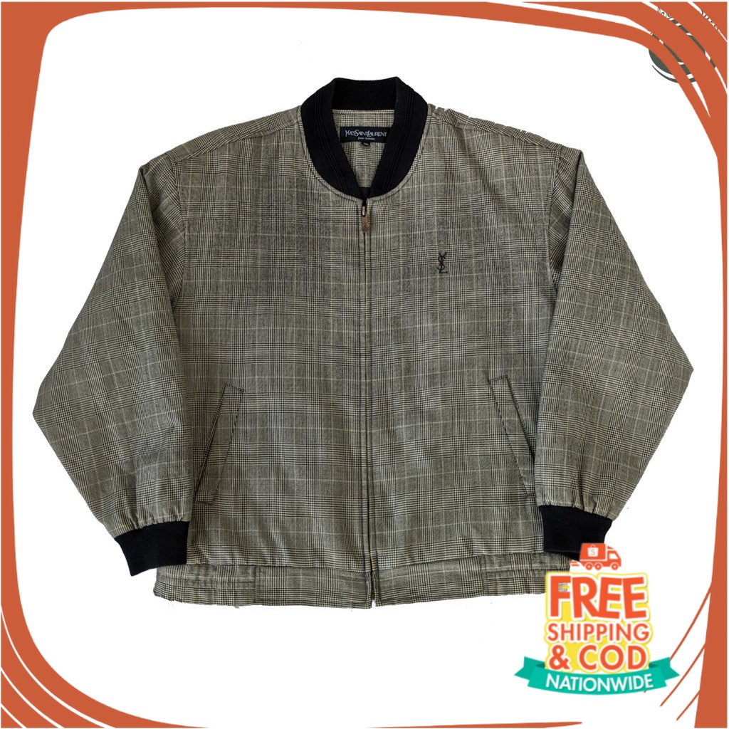 JAKET OOTD KONSER OOTD CAFE/ VINTAGE YVES SAINT LAURENT CHECK SILK JACKET